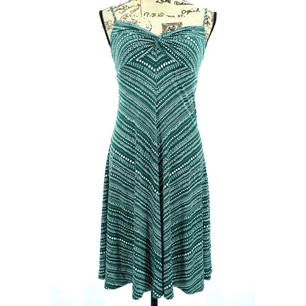 BCBGeneration Dress Women Extra Small Green White Sundress Spaghetti Straps